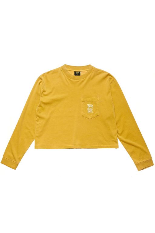 Stussy Womens Graffiti Pigment LS Boxy Long Sleeve T Shirt Yellow - VAWCG7690